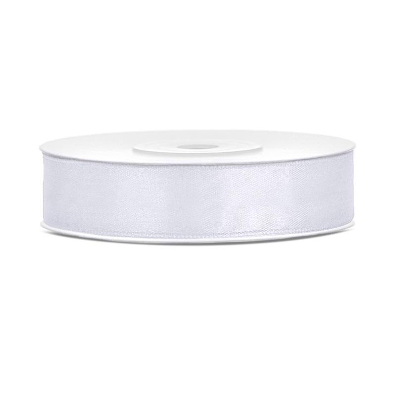 Silkebånd 12mm, hvit – 25 m