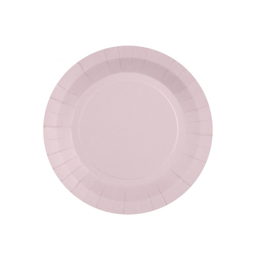 Papptallerkener 22 cm, dus rosa - 10 stk
