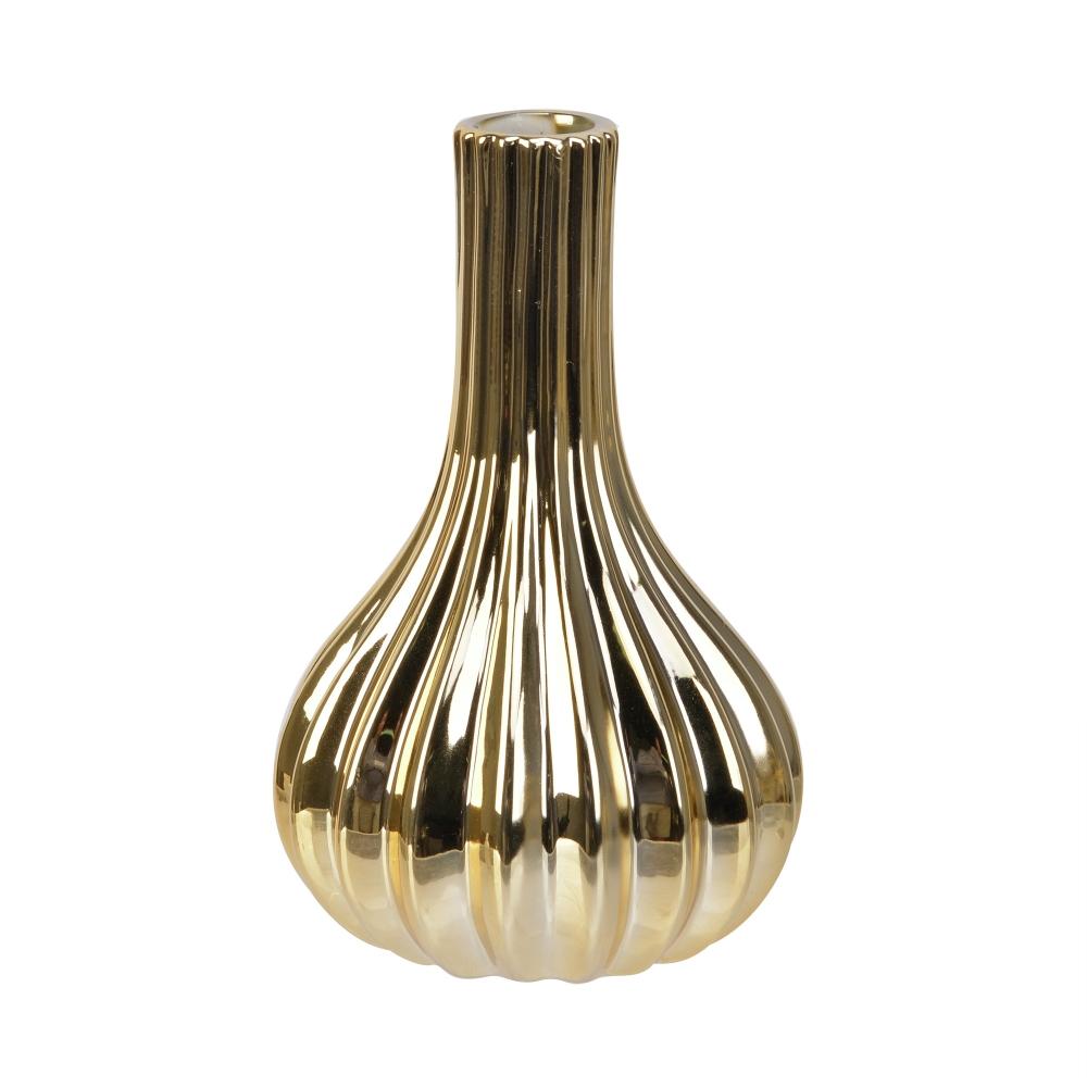 Minivase med riller, grace - metallic gull