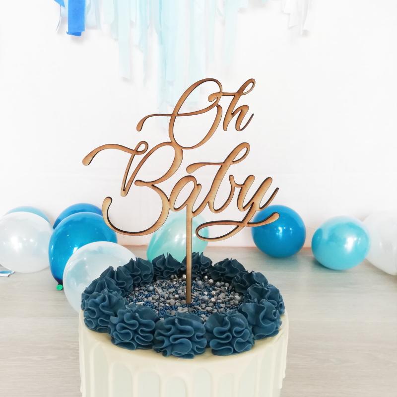 Kakepynt treverk - Oh Baby