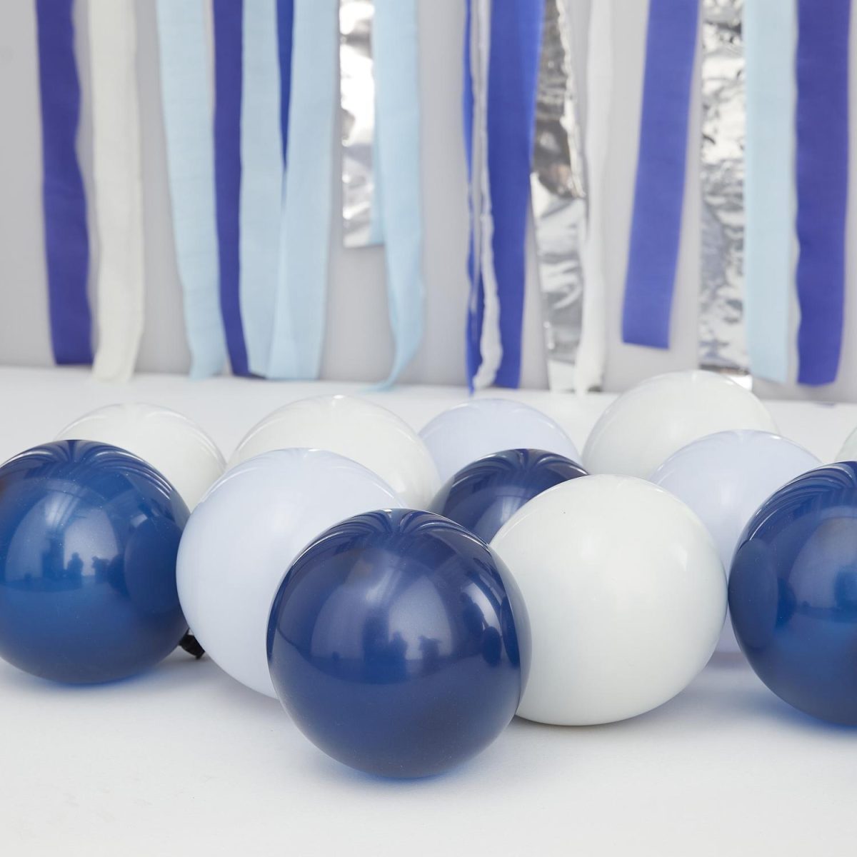 Ballonger blå og grå, 12 cm - 40 stk