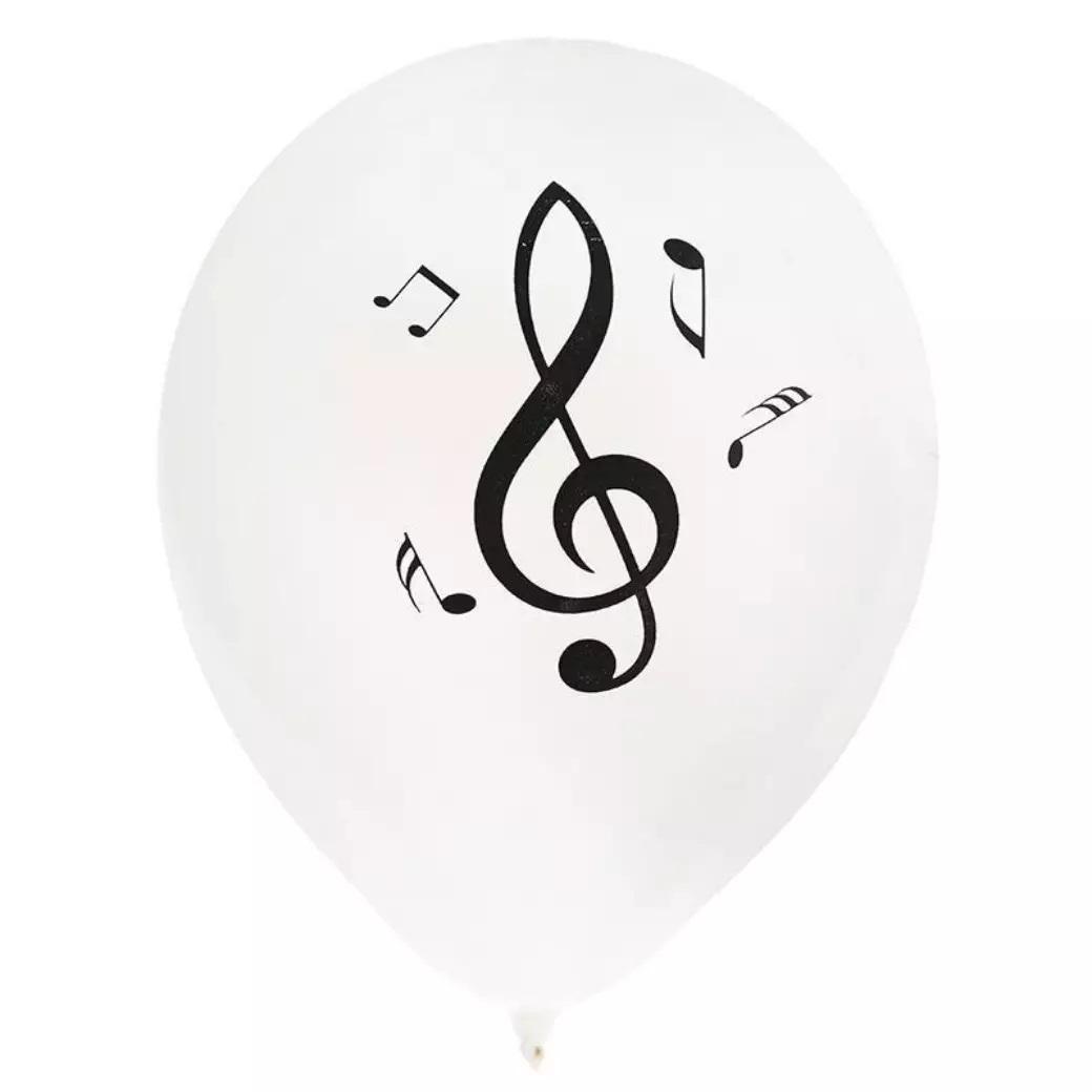 Ballonger musikk, hvit - 8 stk