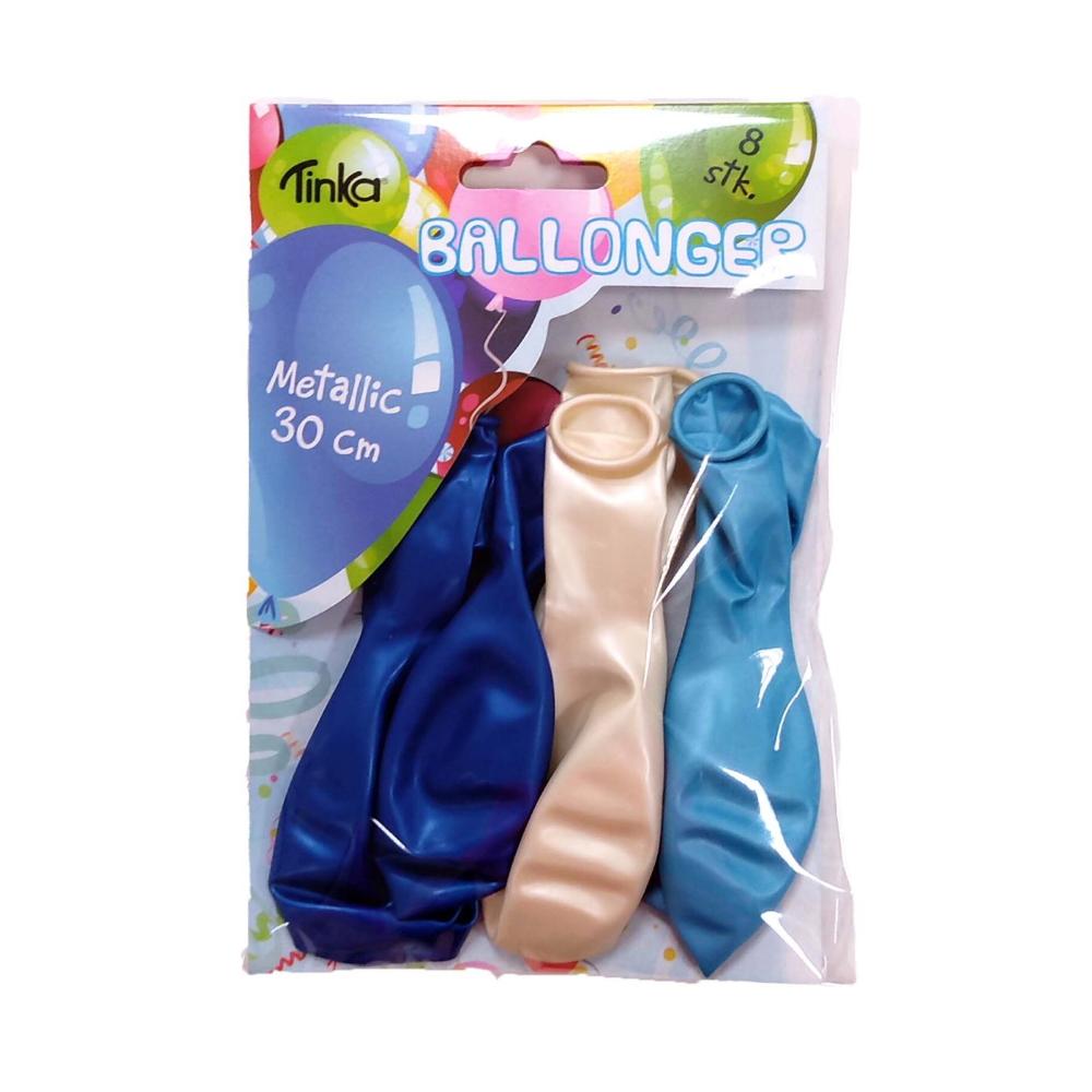 Ballongmiks blå metallic - 8 stk