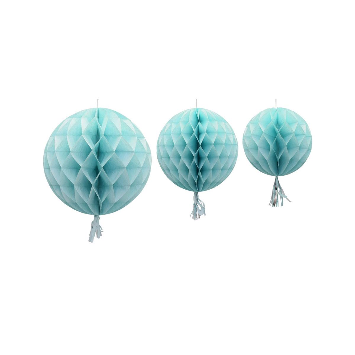 Honeycombs med tassel, lys blå - 3 stk