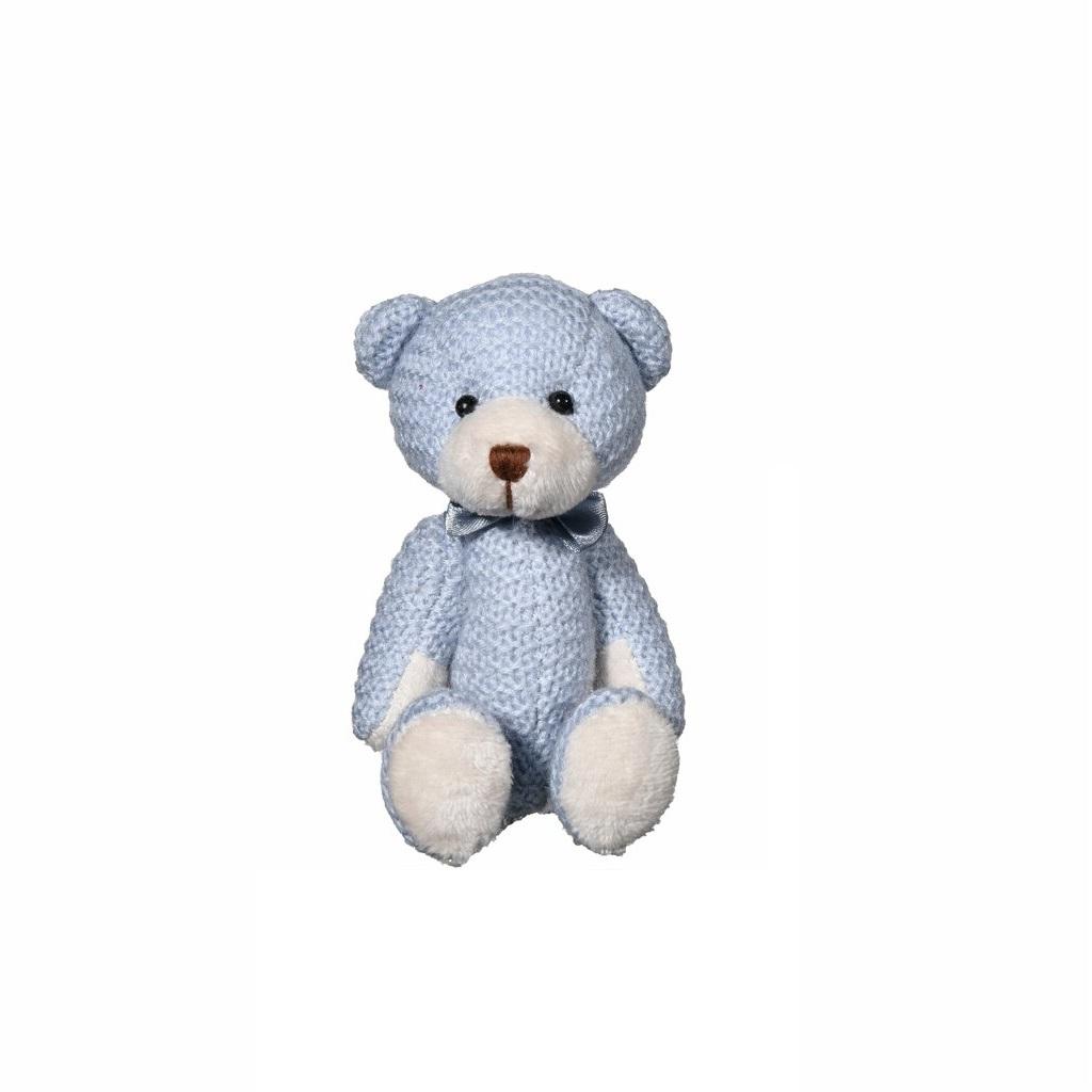 Sittende bamse 12 cm - Blå