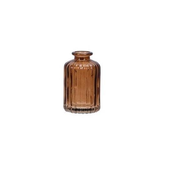 Liten vase med riller - brun