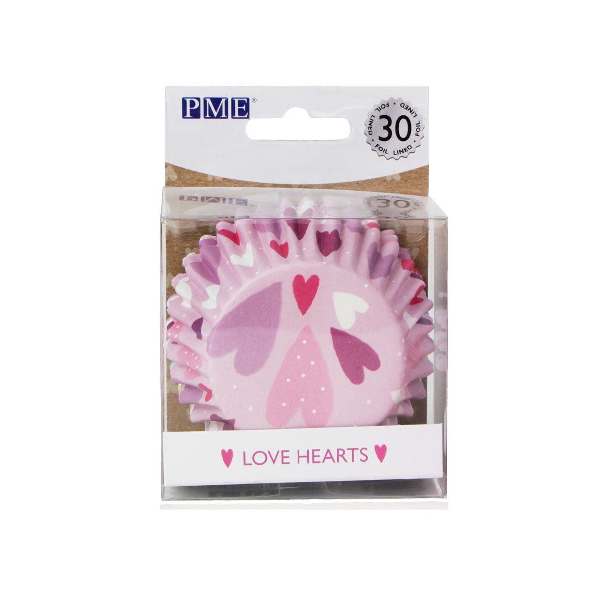 Cupcakeformer, rosa med hjerter – 30 stk