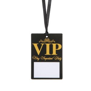 Bordkort VIP med bånd, gull og svart - 10 stk