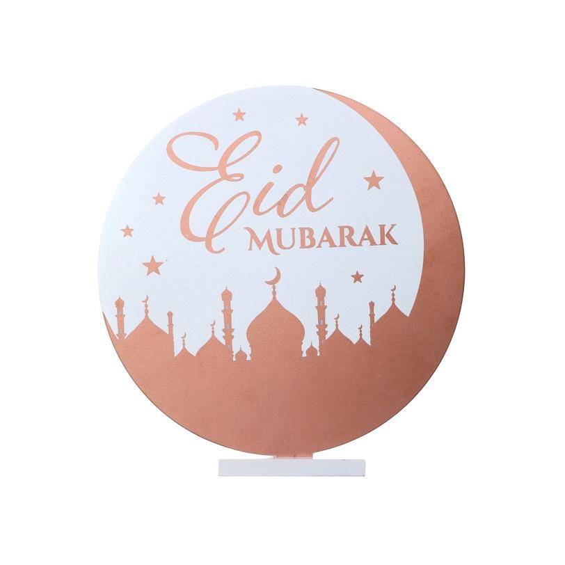 Bordskilt, rosegull & hvit - Eid Mubarak