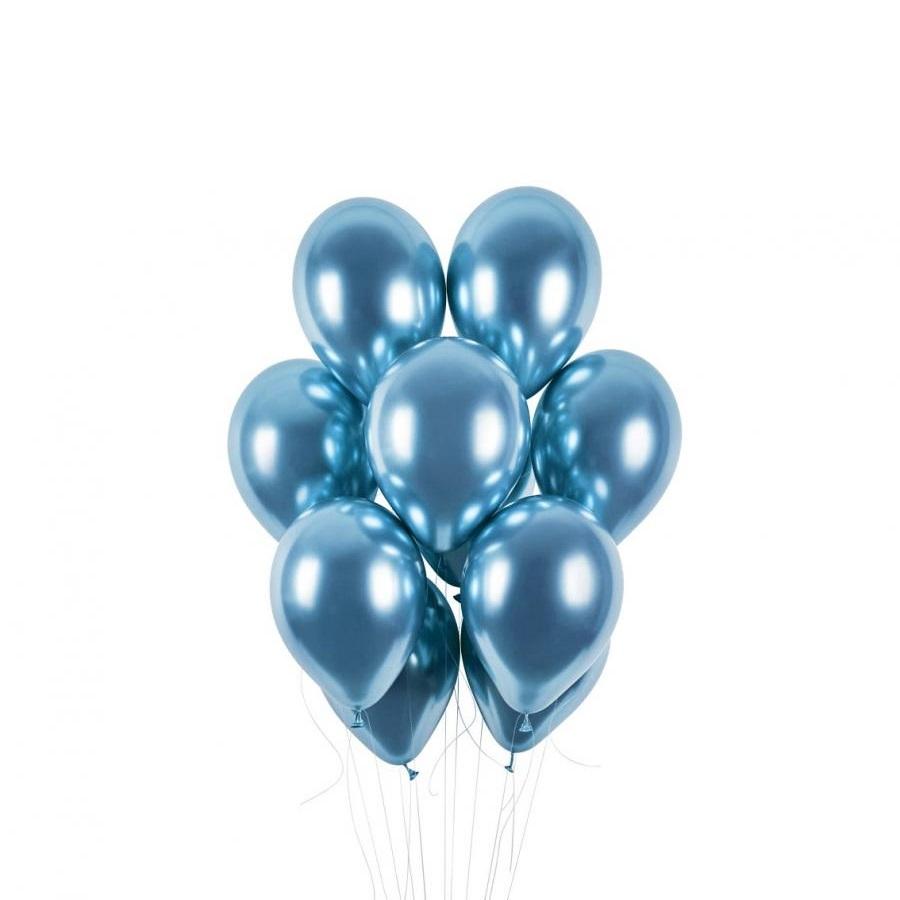Ballonger chrome blå, 30 cm - 25 stk
