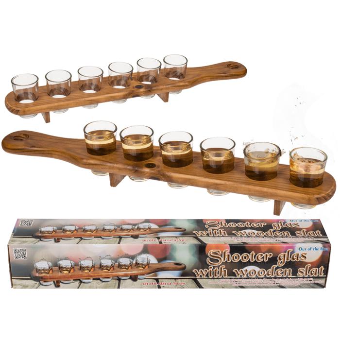 Shotteplanke med 6 glass