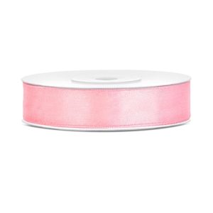 Silkebånd 12mm, lys rosa – 25 m