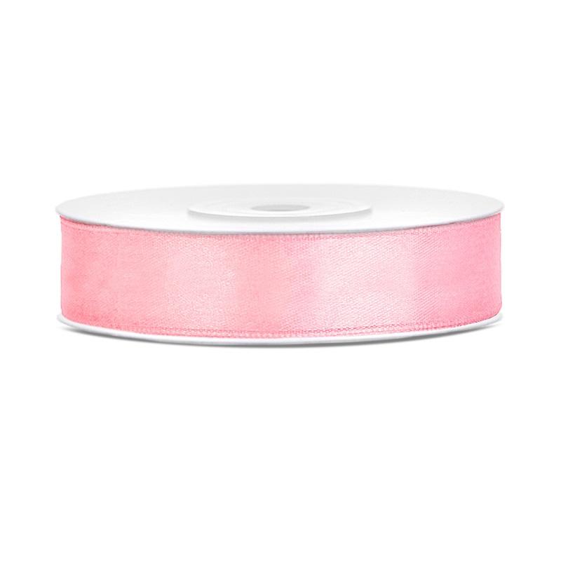 Silkebånd 12mm, lys rosa – 25 m