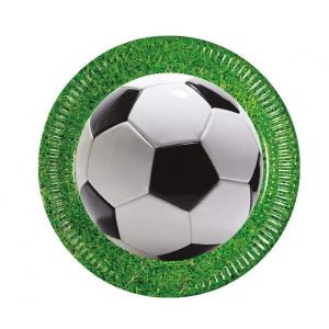 Papptallerkener, fotball på gress - 8 stk