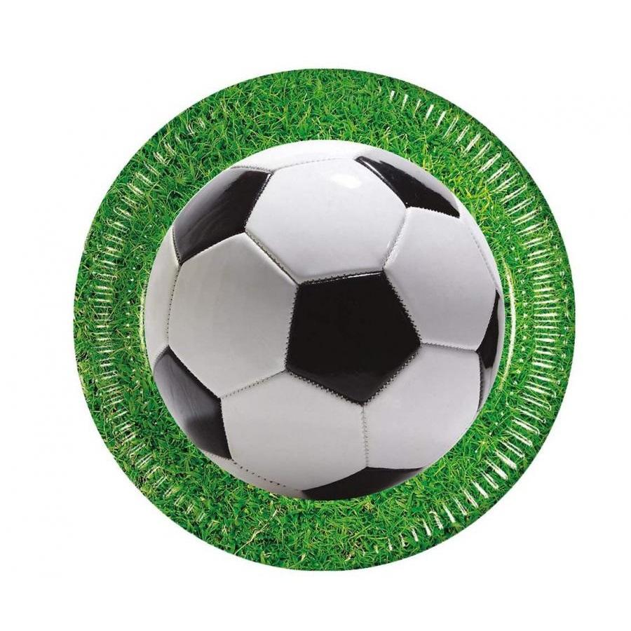 Papptallerkener, fotball på gress - 8 stk