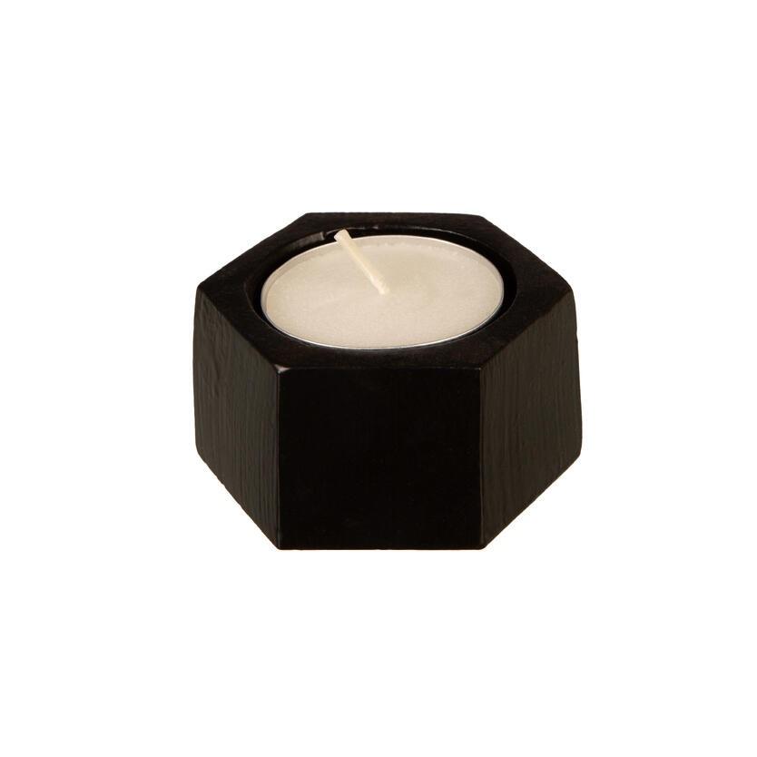 Telysholder - Svart metall hexagon