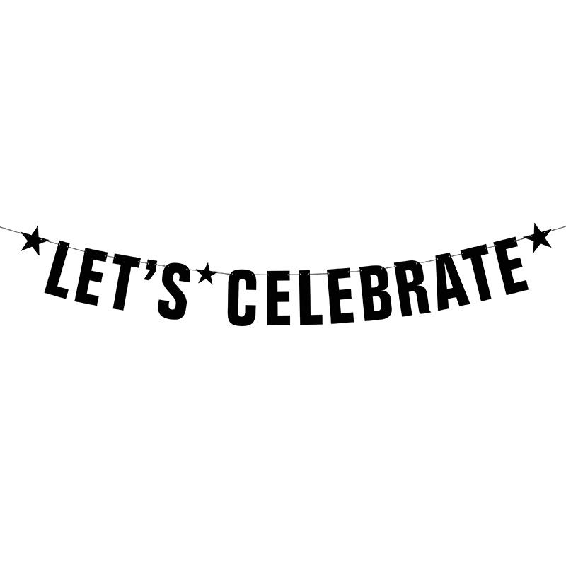 Bokstavbanner, svart - Let's celebrate