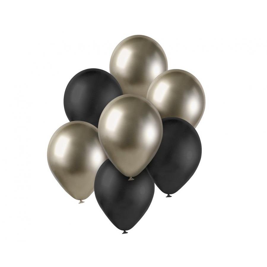 Ballonger, svart og chrome gull – 7 stk