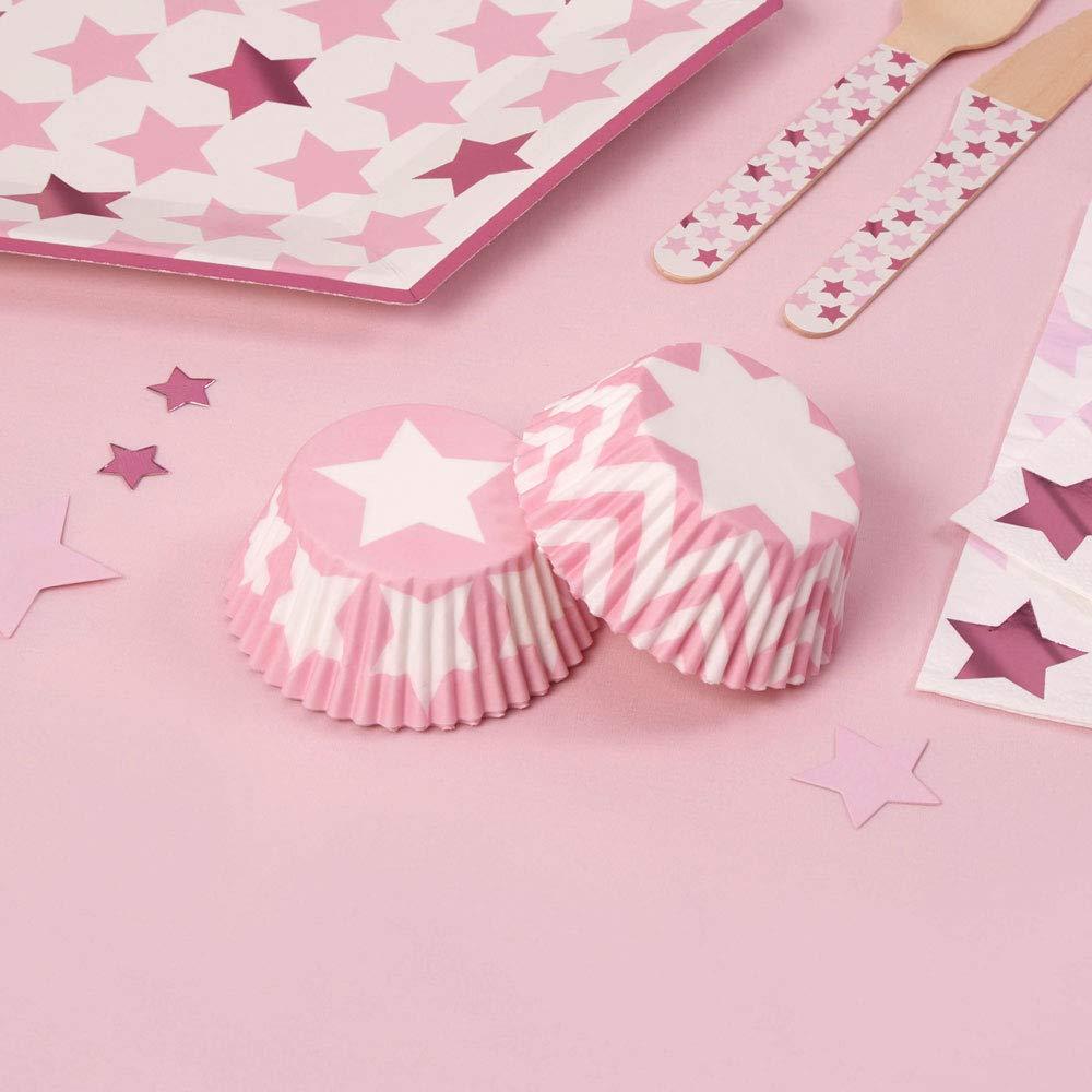 Cupcakeformer rosa og hvit stjerner og chevron – 100 stk