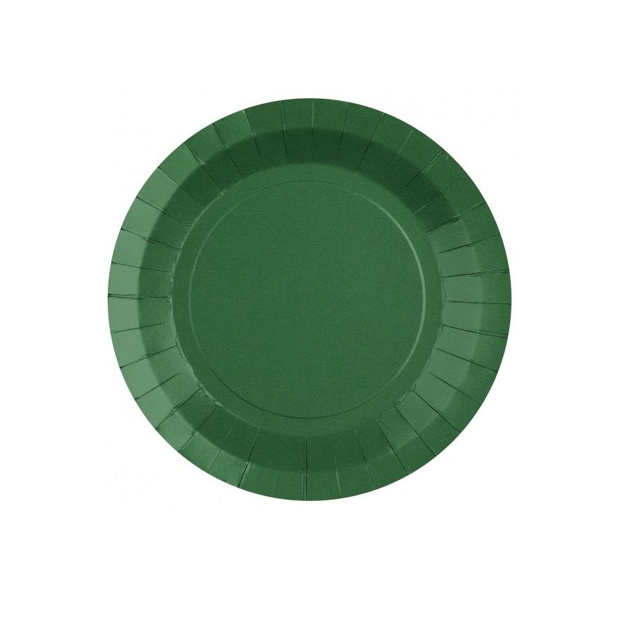 Papptallerkener 22 cm, mørk grønn - 10 stk