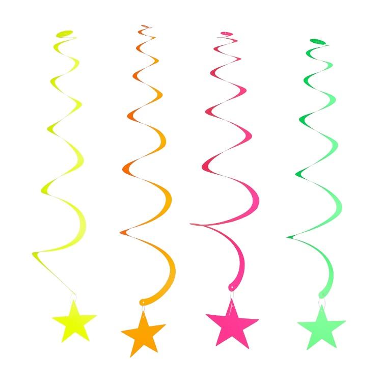Hengende stjerner, Neon - 12 stk