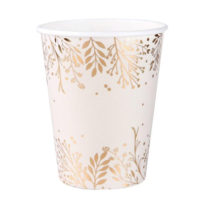 Pappkopper beige og gull – 10 stk