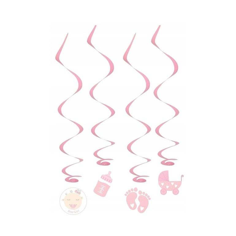 Hengende dekor, baby rosa - 4 stk