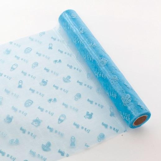 Bordløper organza, babymønster - blå