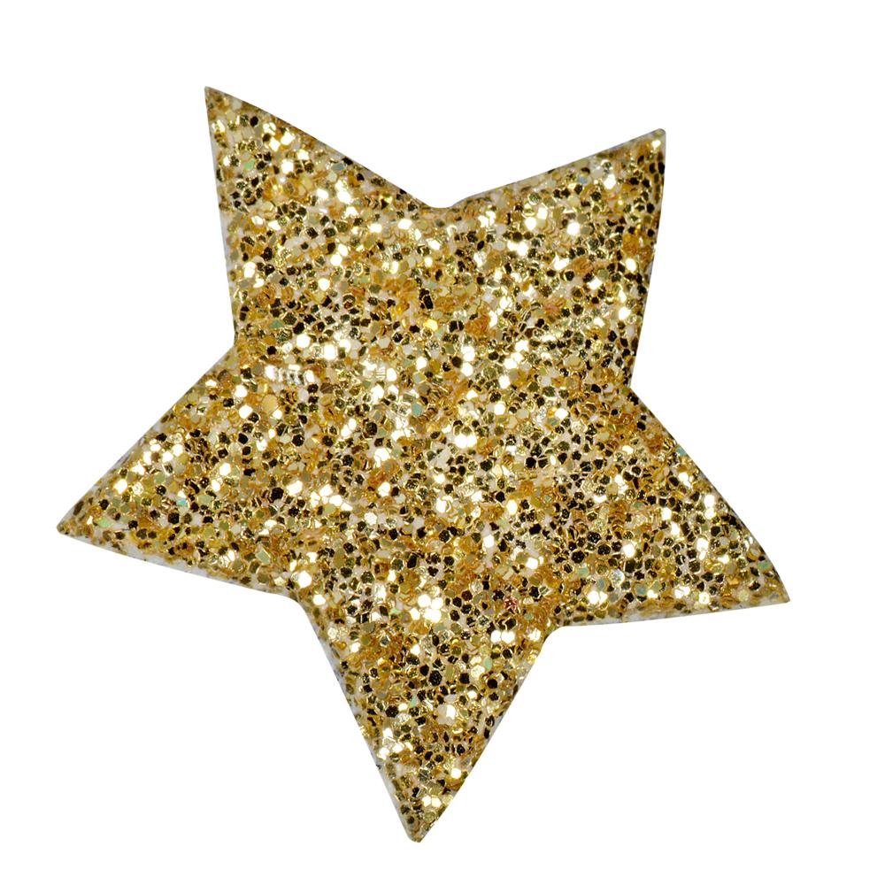 Klistremerker glitterstjerner, gull - 24 stk