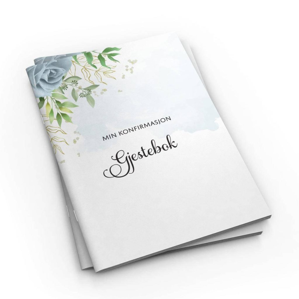Gjestebok - Min konfirmasjon, blå blomst