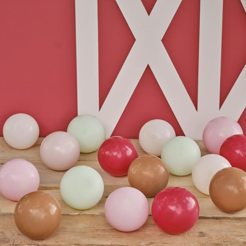 Ballonger rød, natur og dus grønn, 12 cm - 40 stk