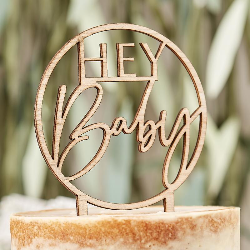 Kakepynt, treverk - Hey baby