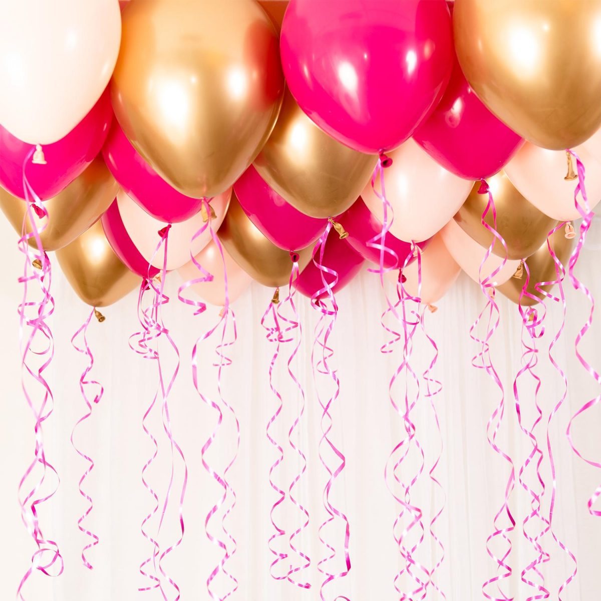 Ballonghimmel gjør det selv, chrome gull og rosa - 30 ballonger