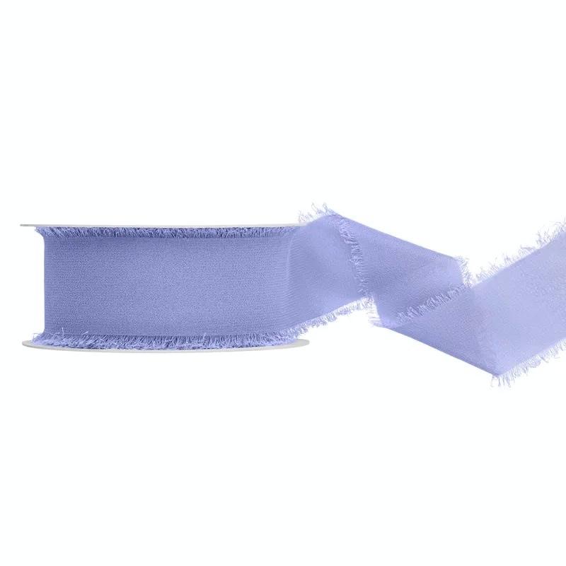 Frynsebånd chiffon 40mm, blå – 10 m