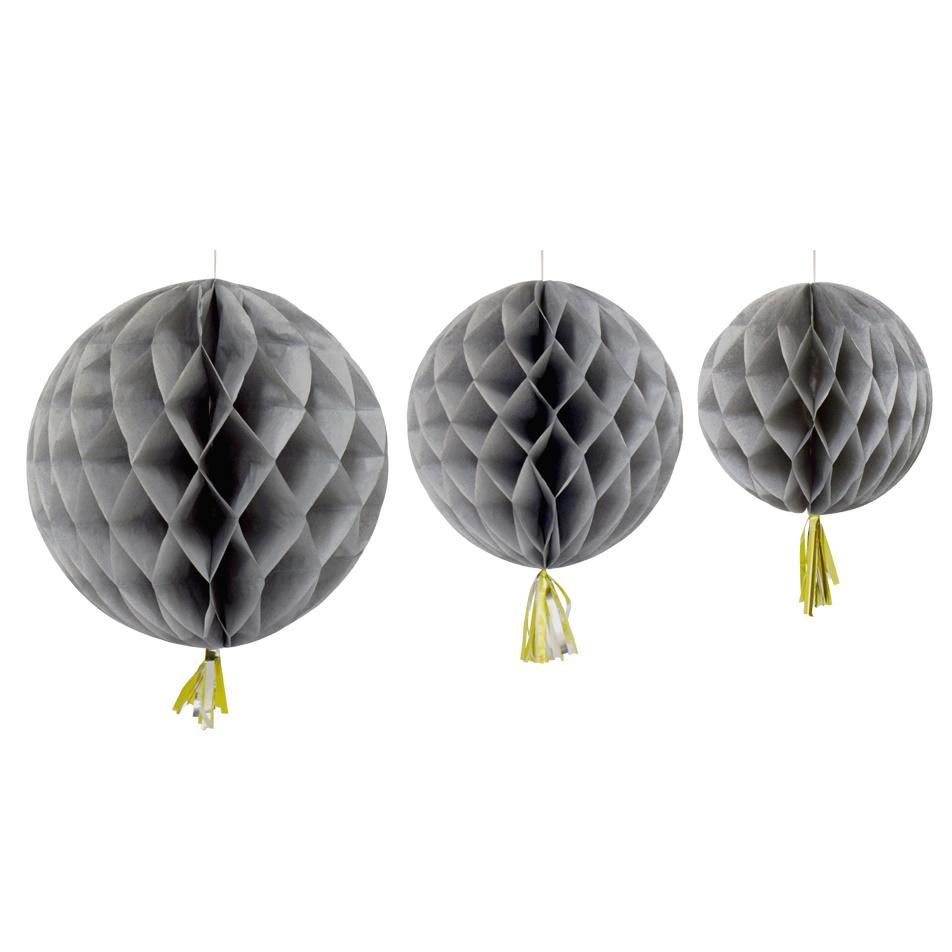 Honeycombs med tassel, grå - 3 stk