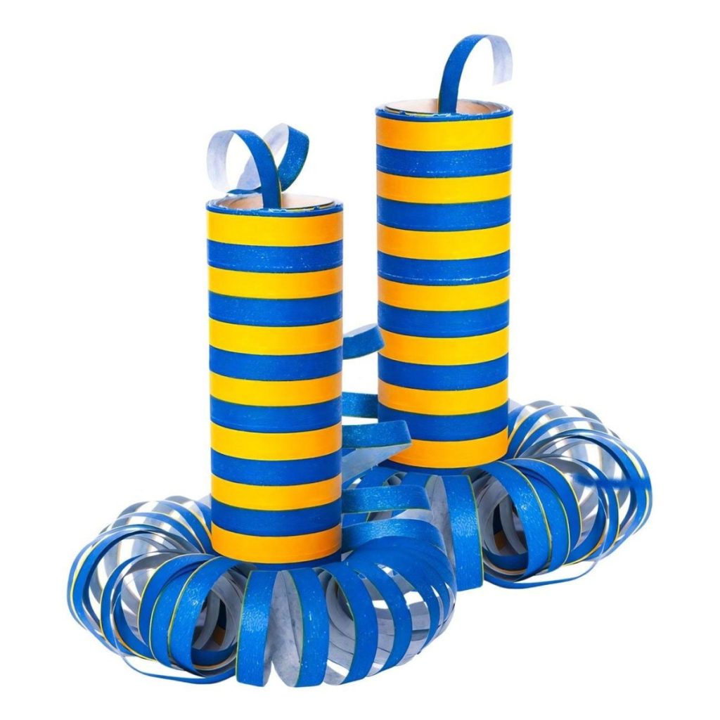 Serpentiner, gul og blå - 1 pk
