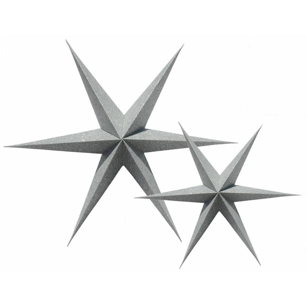 Glitterstjerner sølv - 2 stk