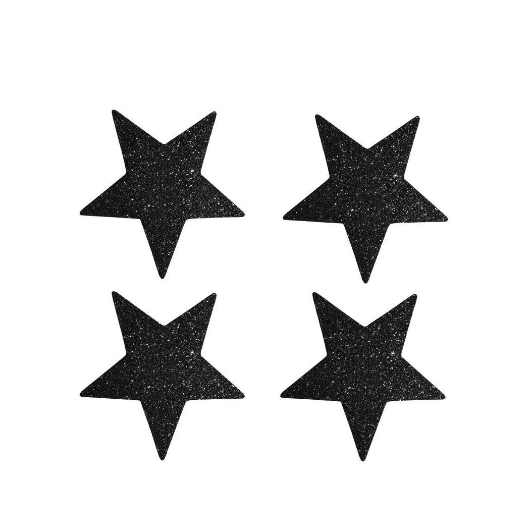 Stjerneklistremerker, glitter svart - 24 stk