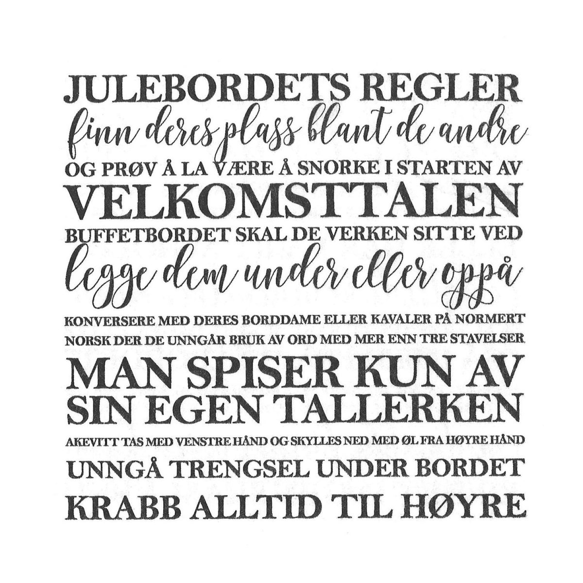 Servietter, Julebordets regler hvit – 20 stk