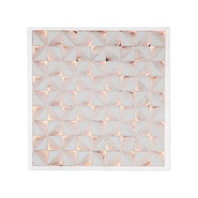 Servietter lunsj, geometrisk rosegull – 20 stk