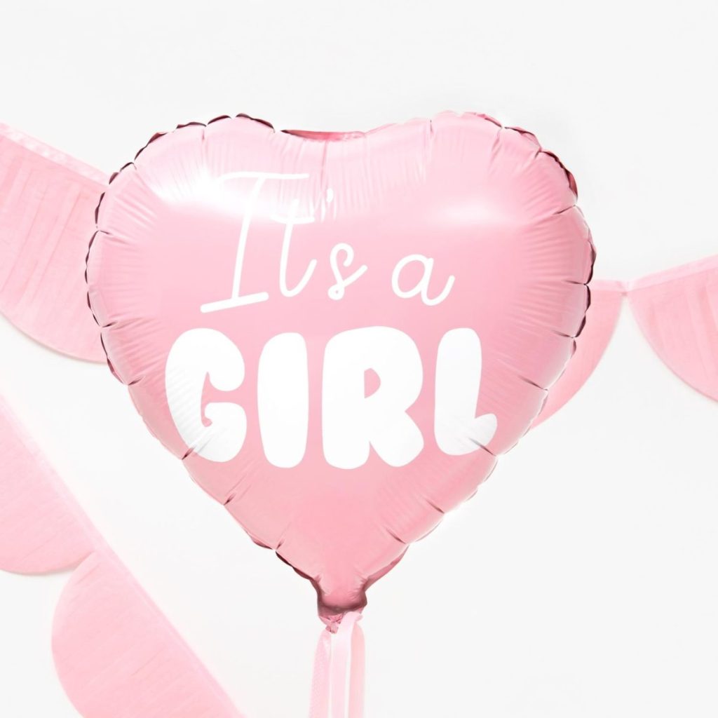 Folieballong, hjerte - it's a girl