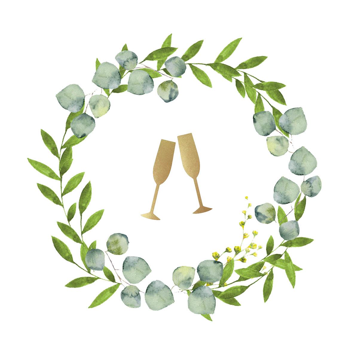 Servietter kaffe, botanisk med gullglass - 20 stk