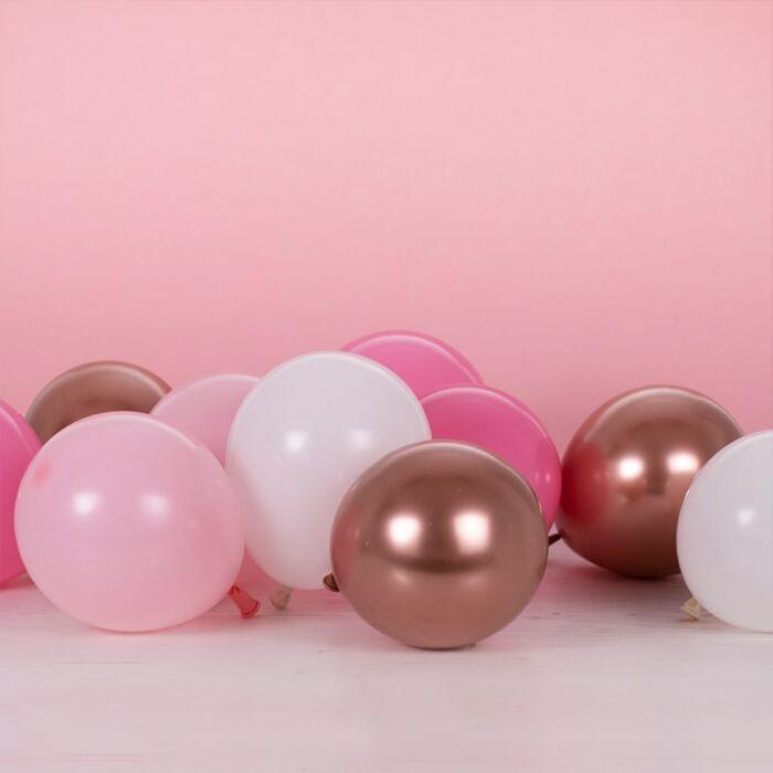 Ballongpakke rosa og rosegull, 12 cm - 40 stk