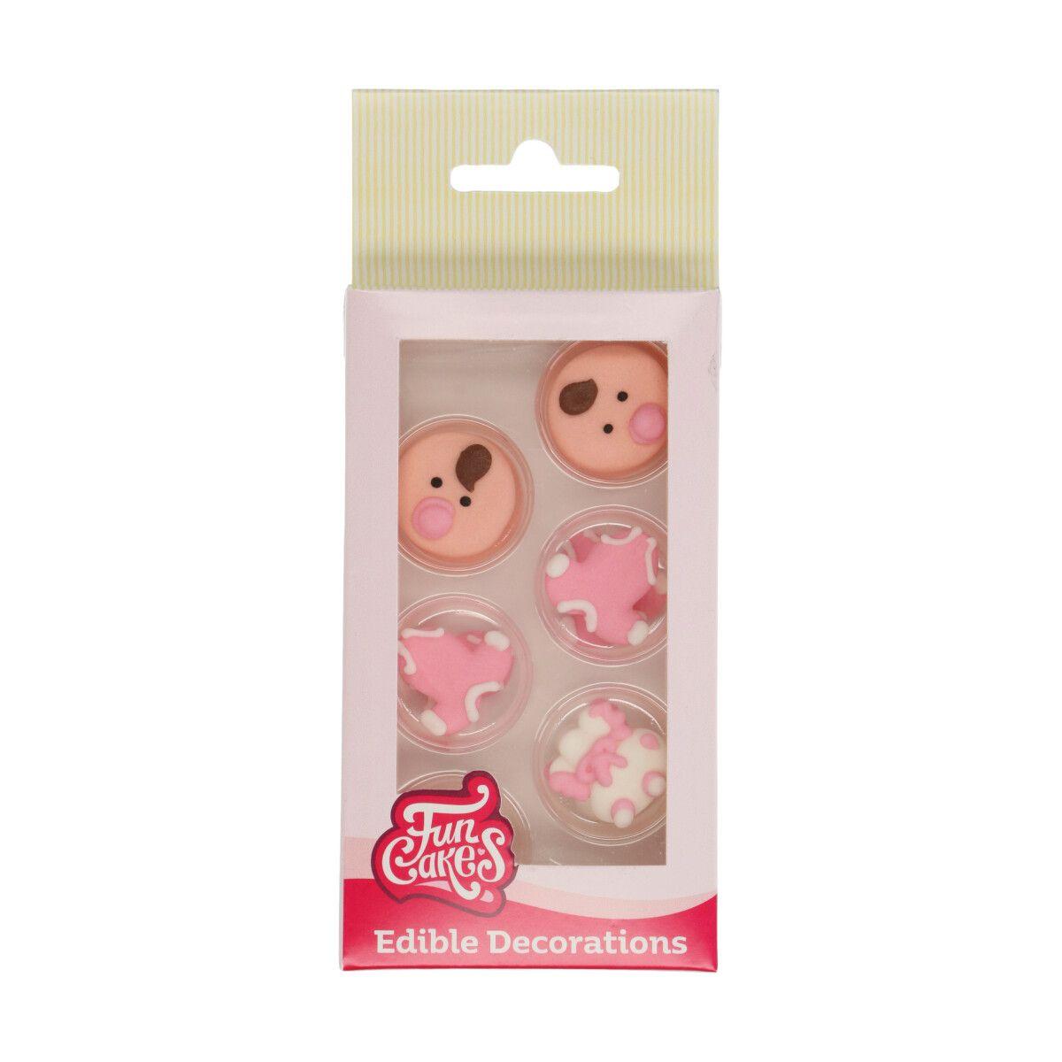 Spiselig kakedekor, baby rosa - 12 stk
