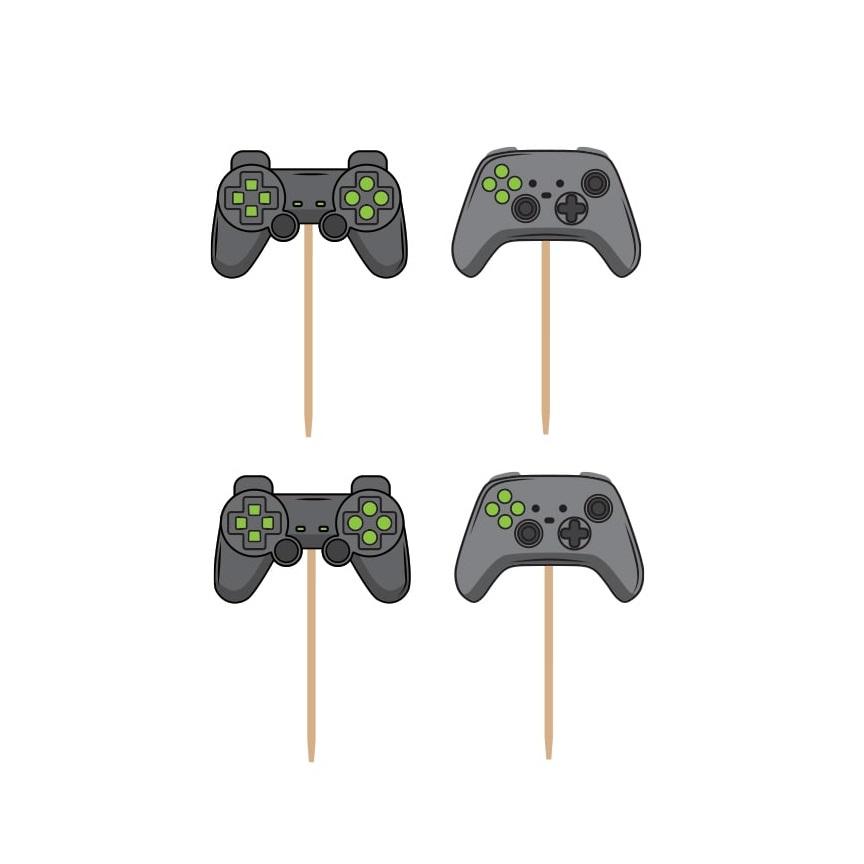 Cupcakepynt, gaming håndkontroller - 12 stk