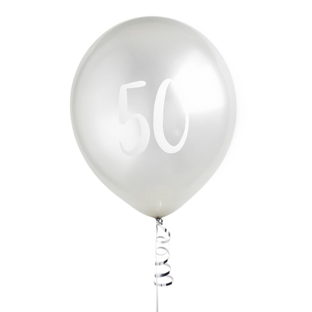 Ballonger metallic sølv 50 - 5 stk