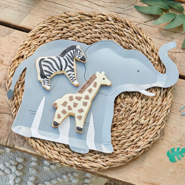 Papptallerkener, Elefant - 8 stk