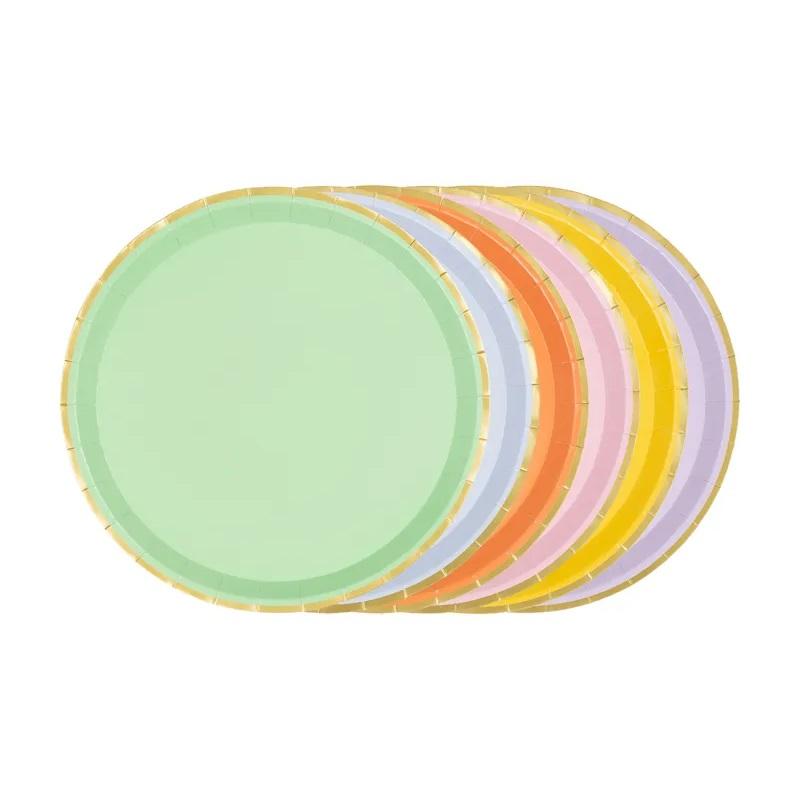 Papptallerkener 21cm, pastell fargemiks - 6 stk