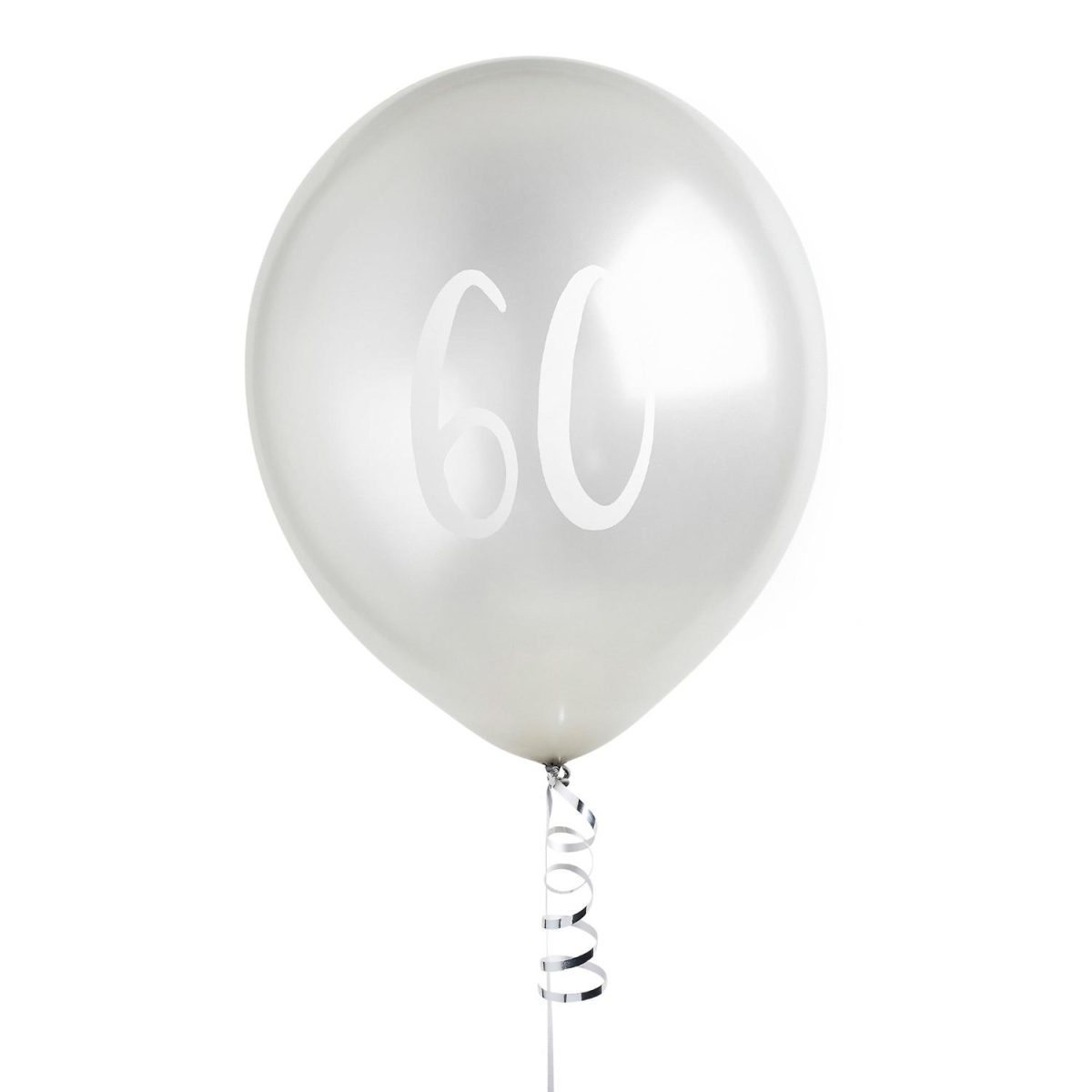 Ballonger metallic sølv 60 - 5 stk