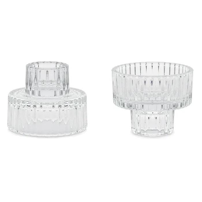 Lysholder 2 i 1 - klart glass
